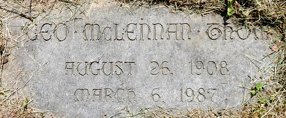 Photo of headstones/Geo. McLennan Thom 1908-1987 hdstn Newburgh Cedar Hill cem Orange co NY